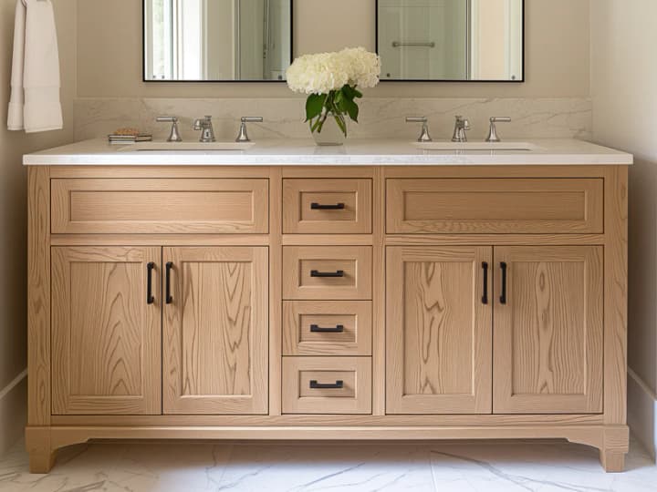 White oak double vanity
